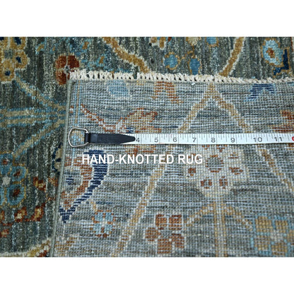 2'8"X8'1" Green Hand Knotted Wool Rug Trellis Borderless Garden Design