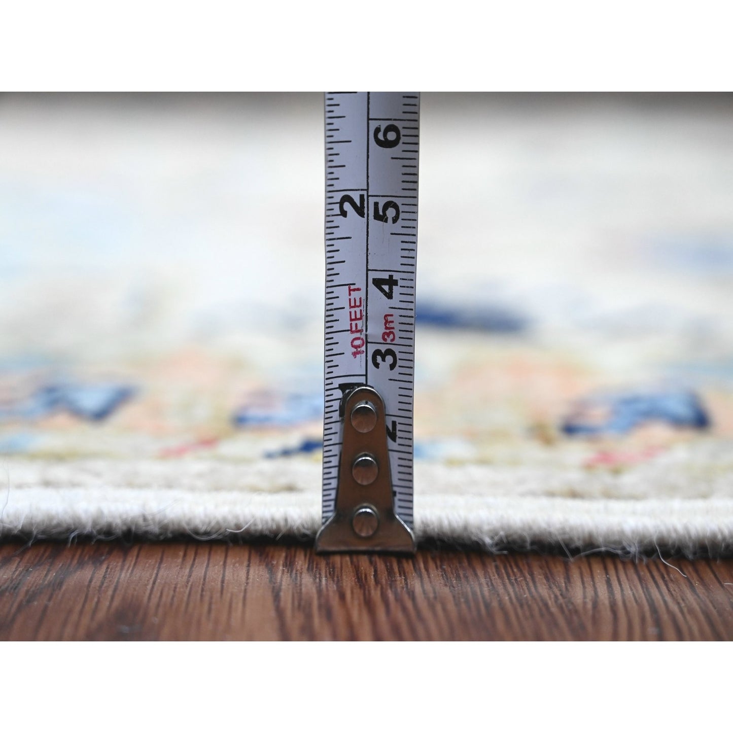 2'7"X9'8" White Aryana Caucasian Gul Motifs Wool Hand Knotted Runner Rug