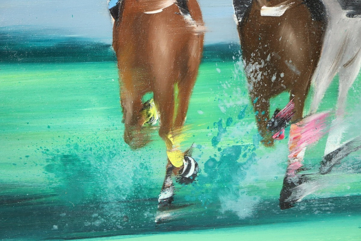 Original Victor Spahn Oil Painting on Canvas " Horse riding " Signed Framed