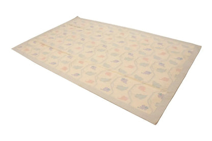 Floral design rug modern reversible oriental flat weave carpet dhurrie.