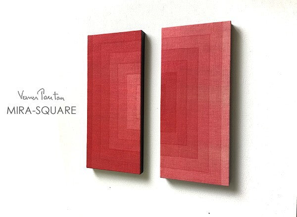 Vintage Verner Panton Mira Square Cotton Red 2Set Wall Art Board Mid Century