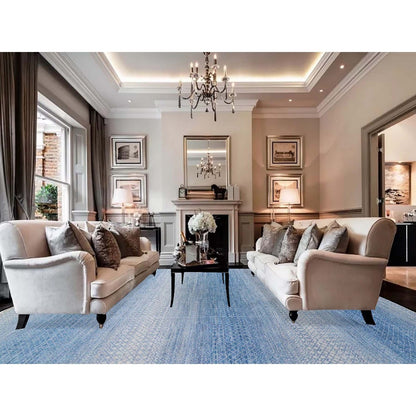 10'X14'4" Blue Pure Wool Hand Knotted Modern Chiaroscuro Collection Rug