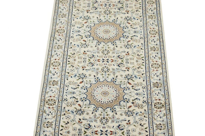 Handmade Indo-Nain Runner Rug Classic Floral