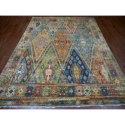 7'10"X9'6" Gray Hand Knotted Rug Wool Anatolian Village Inspired Design