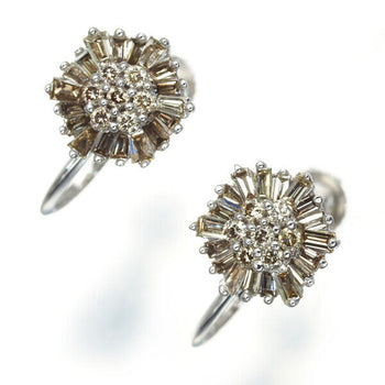 Brown Diamond Earrings 18K 750 White Gold
