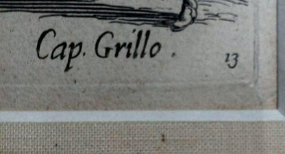 Jacques Callot Etching Cap. Bonbardon & Cap. Grillo 1621 Balli Di Sfessania