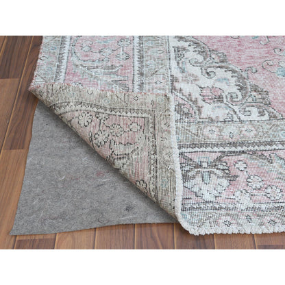 6'4"X9'6" Red Natural Wool Bohemian Farsian Tebraz Medallion Design Rug