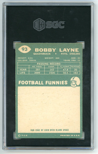 Bobby Layne 1960 Topps #93 Sgc 6.5