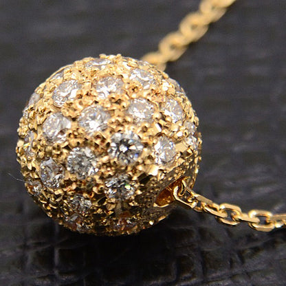 Mikimoto Diamond Ball Necklace 0.93Ct Yellow Gold K18