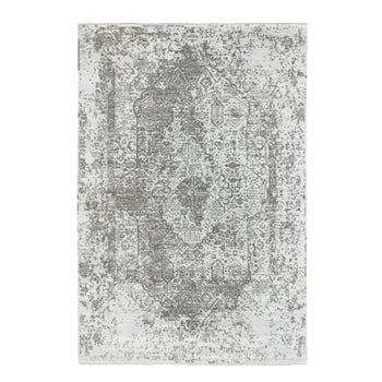 6'X9' Wool And Pure Silk Hand Knotted Broken Design Fine Oriental Rug