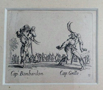 Jacques Callot Etching Cap. Bonbardon & Cap. Grillo 1621 Balli Di Sfessania