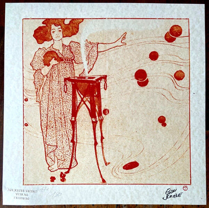 Egon Schiele Lithograph Coa Signed Numbered By Hand. Edvard Munch