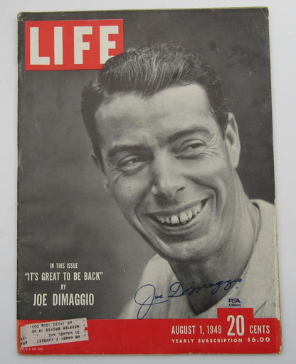 Joe Dimaggio Hof Signed/Auto Aug. 1, 1949 Life Magazine Yankees Psa/Dna 192811