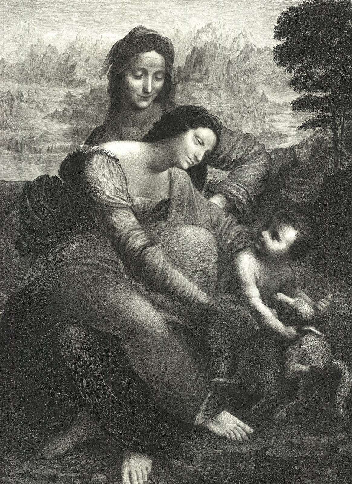 Leonardo Da Vinci La Vierge L'Enfant Jesus Et St. Anne " Etching