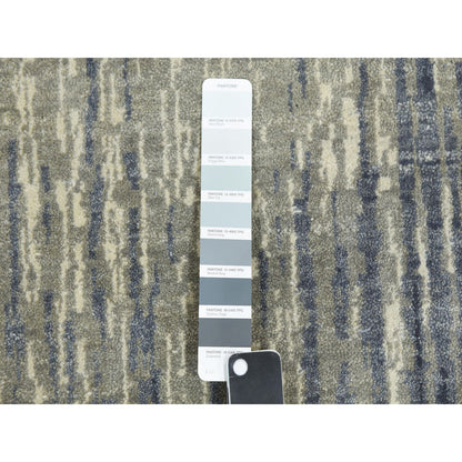 10'X10' Gray Modern Ombre Organic Wool Hand Knotted Round Oriental Rug