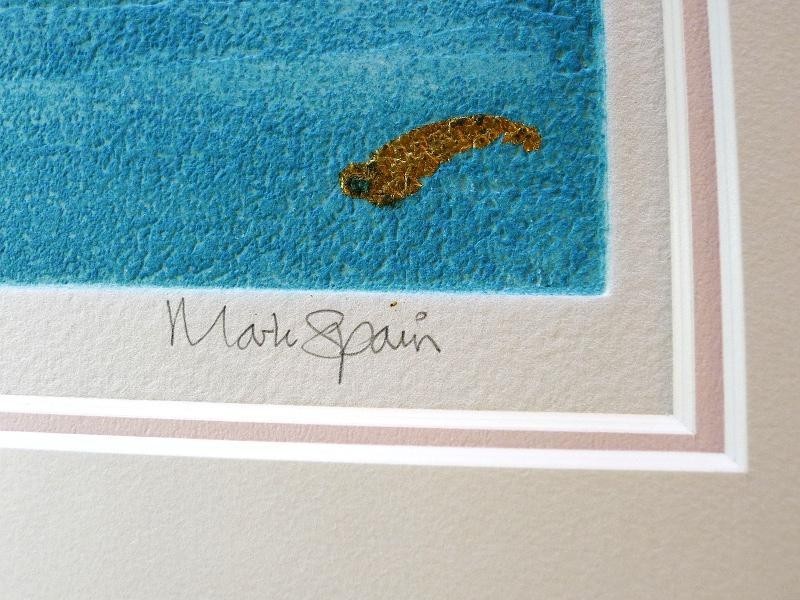 Mark Spain Hand Signed Etching "Fruit Bowl" Embossed Gold Leaf Limited Ed 42/250