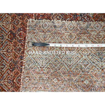 2'6"X10'2" Red Small Geometric Pattern Soft Wool Hand Knotted Runner Rug