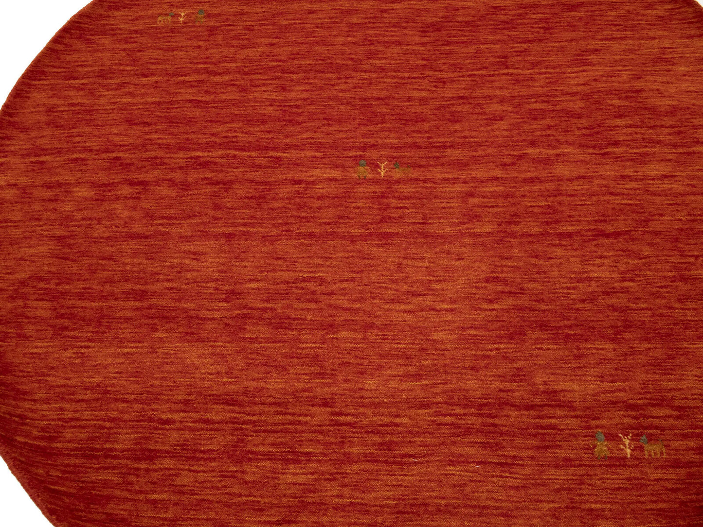 6X6 Ft Gabbeh Modern Round Wool Rug Orange-Red