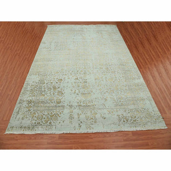 10'X14' Gray Hand Knotted Zoroastrian Heris Design Wool And Silk Rug