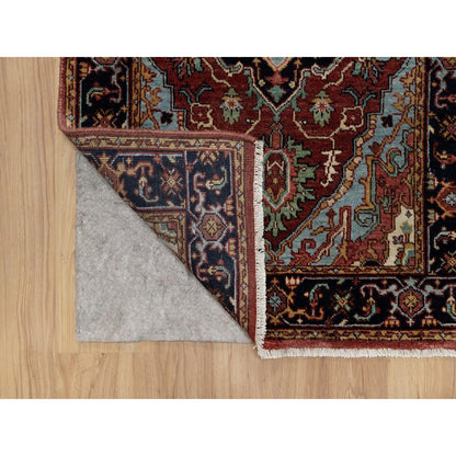 2'6"X6'3" Red Antiqued Heris Hand Knotted New Zealand Wool Runner Rug