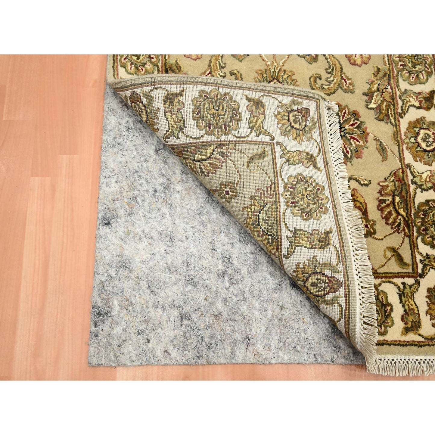 2'6"X8' Brown Rajasthan Leaf Design Hand Knotted Wool & Silk Runner Rug