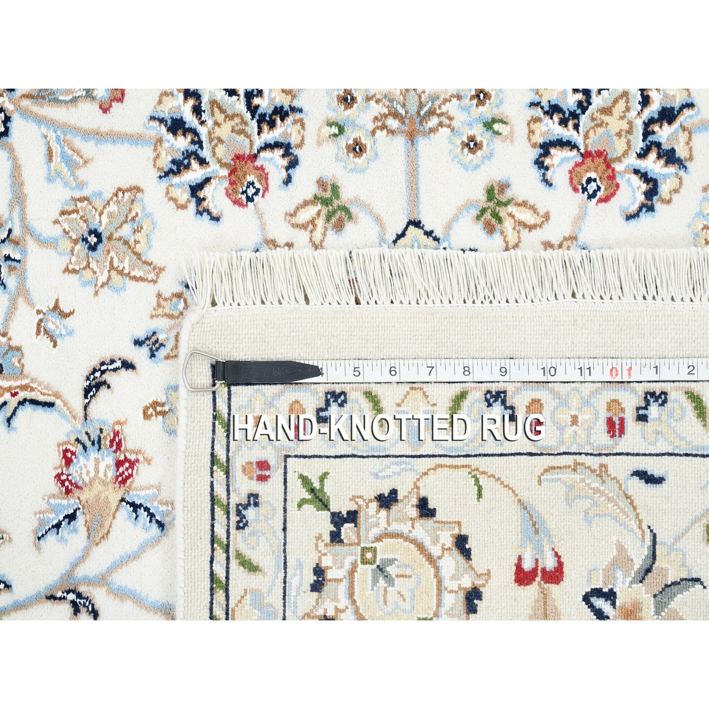 5'9"X5'9" All Over Design Square Wool And Silk 250 Kpsi Nain Handmade Rug