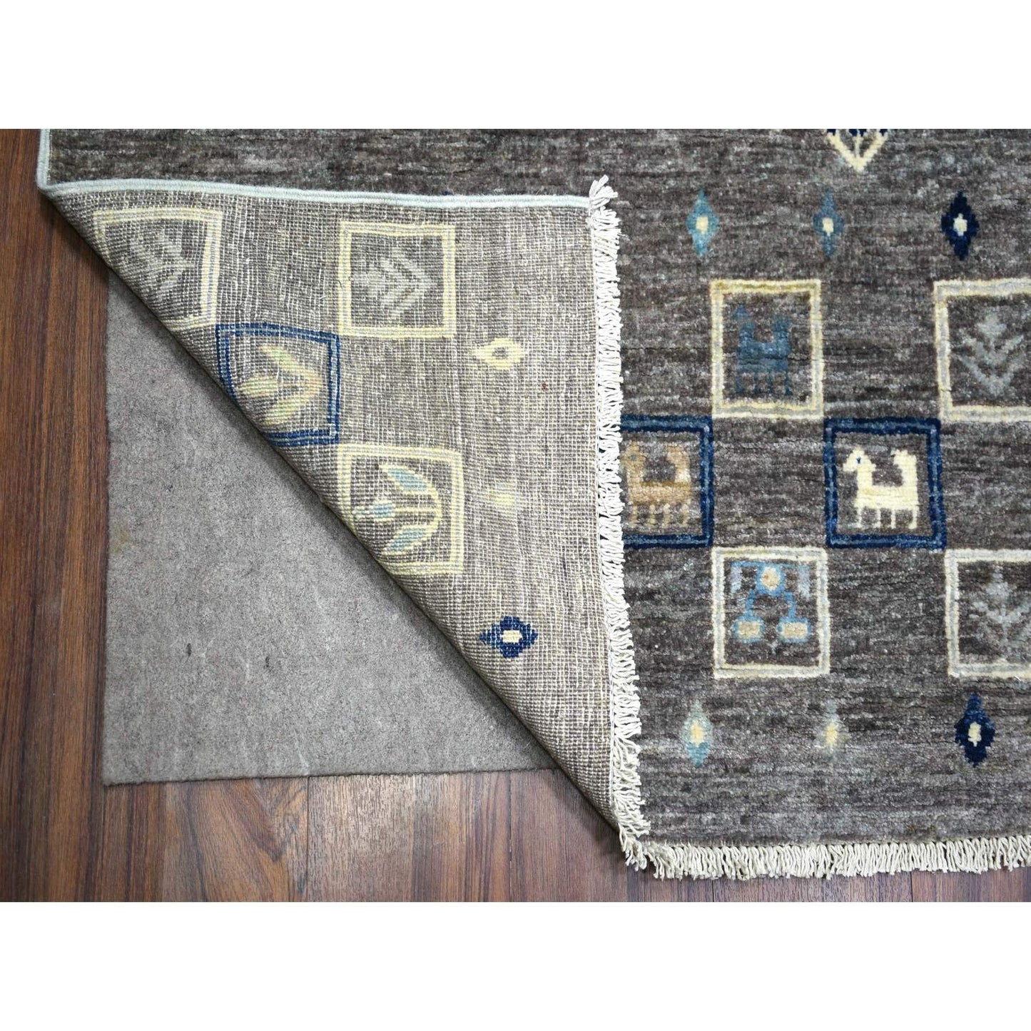 10'x13'8" Space Gray Afghan Kashkuli Soft Wool Hand Knotted Rug