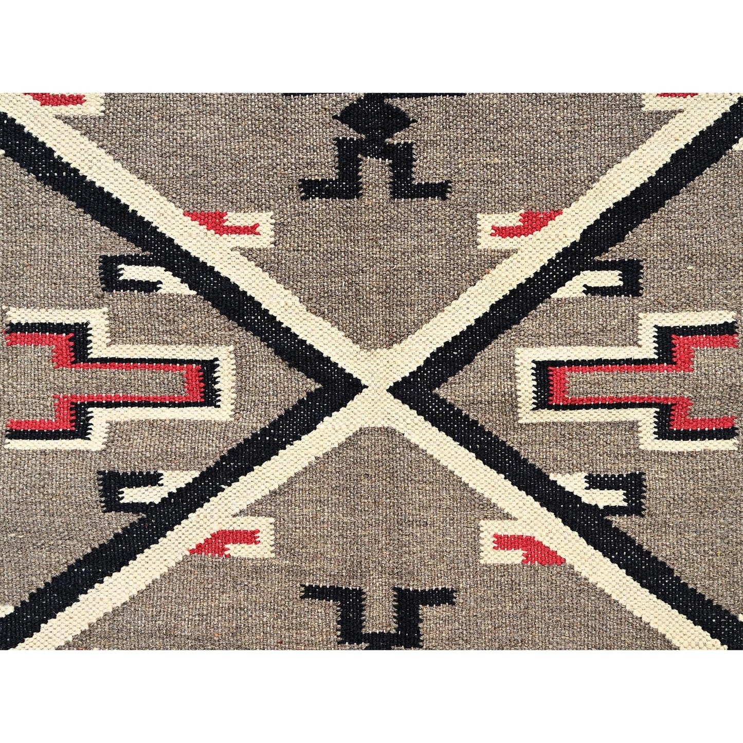 5'2"X6'10" Brown American Geometric Design Rug Flat Weave Hand Woven Wool