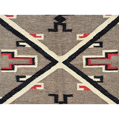 5'2"X6'10" Brown American Geometric Design Rug Flat Weave Hand Woven Wool