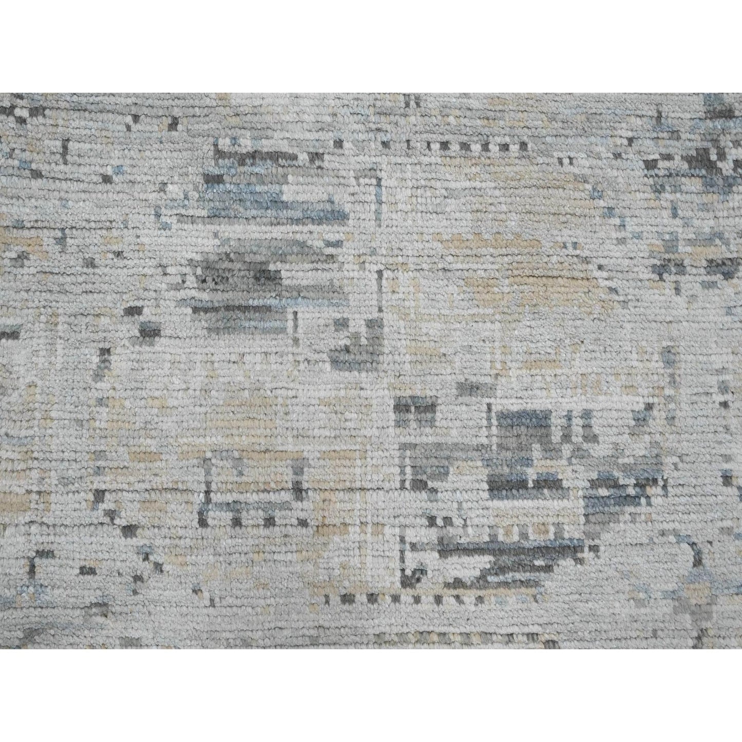 9'X12'1" Gray Moroccan Weave Elephant Feet Design Hand Knotted Wool Rug