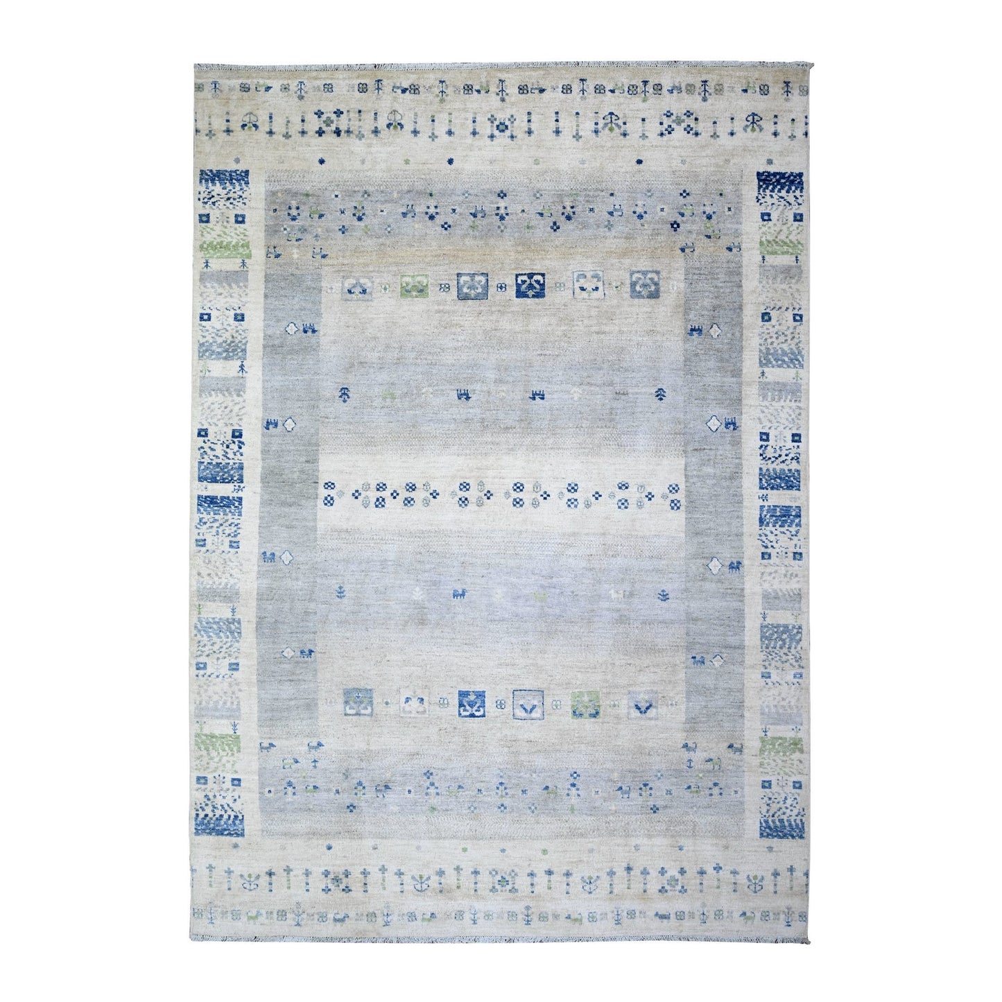 6'X8'8" Gray Kashkuli Gabbeh Pure Wool Hand Knotted Oriental Rug