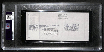 Johnny Unitas Signed 8/19/02 Check Psa/Dna Mint 9
