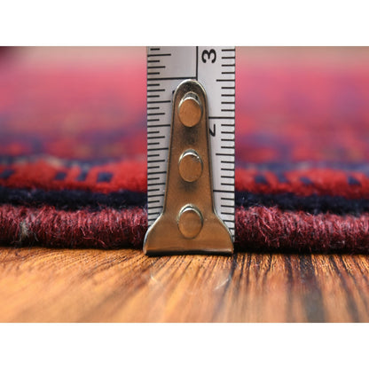 3'4"X4'10" Deep Red Afghan Khamyab Soft Wool Hand Knotted Rug