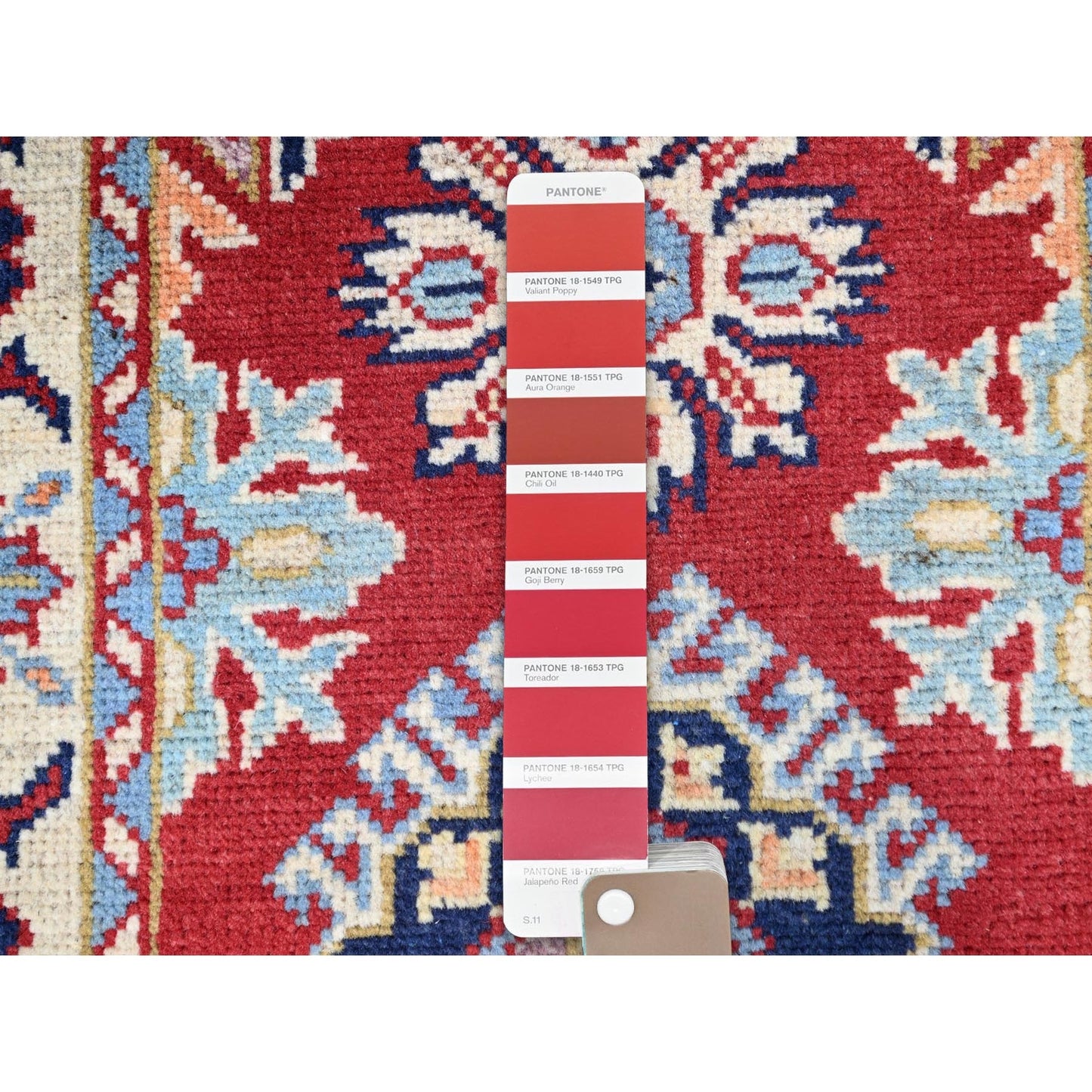 2'1"X6' Scarlet Red Kazak Design Wool Oriental Hand Knotted Runner Rug