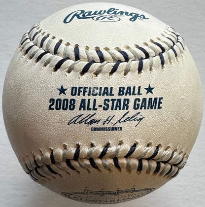Derek Jeter Justin Morneau Milton Bradley Autographed 2008 All Star Baseball (Js