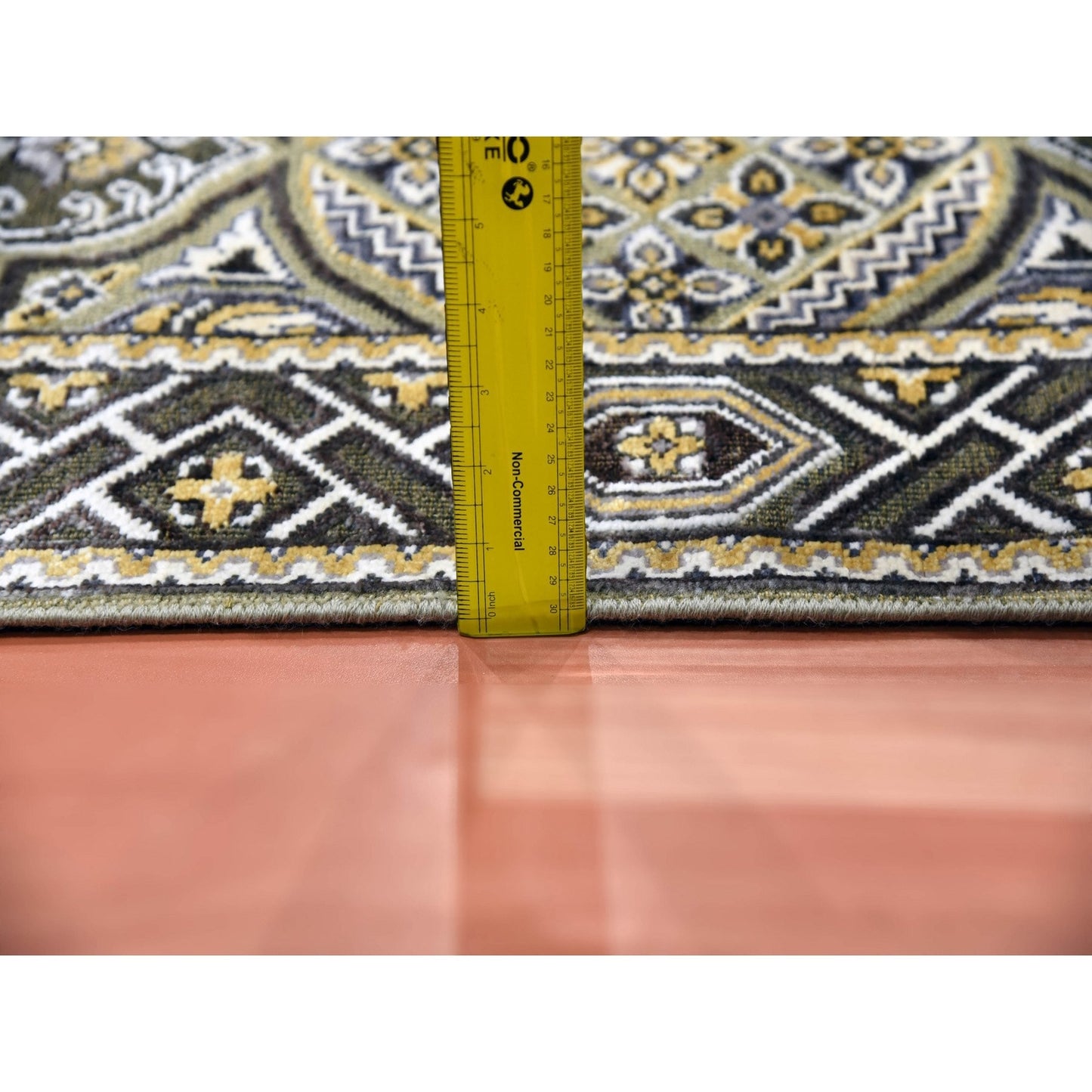 4'X6'2" Taupe-Brown Silk Mughal Inspired Hand-Knotted Textured Wool Rug