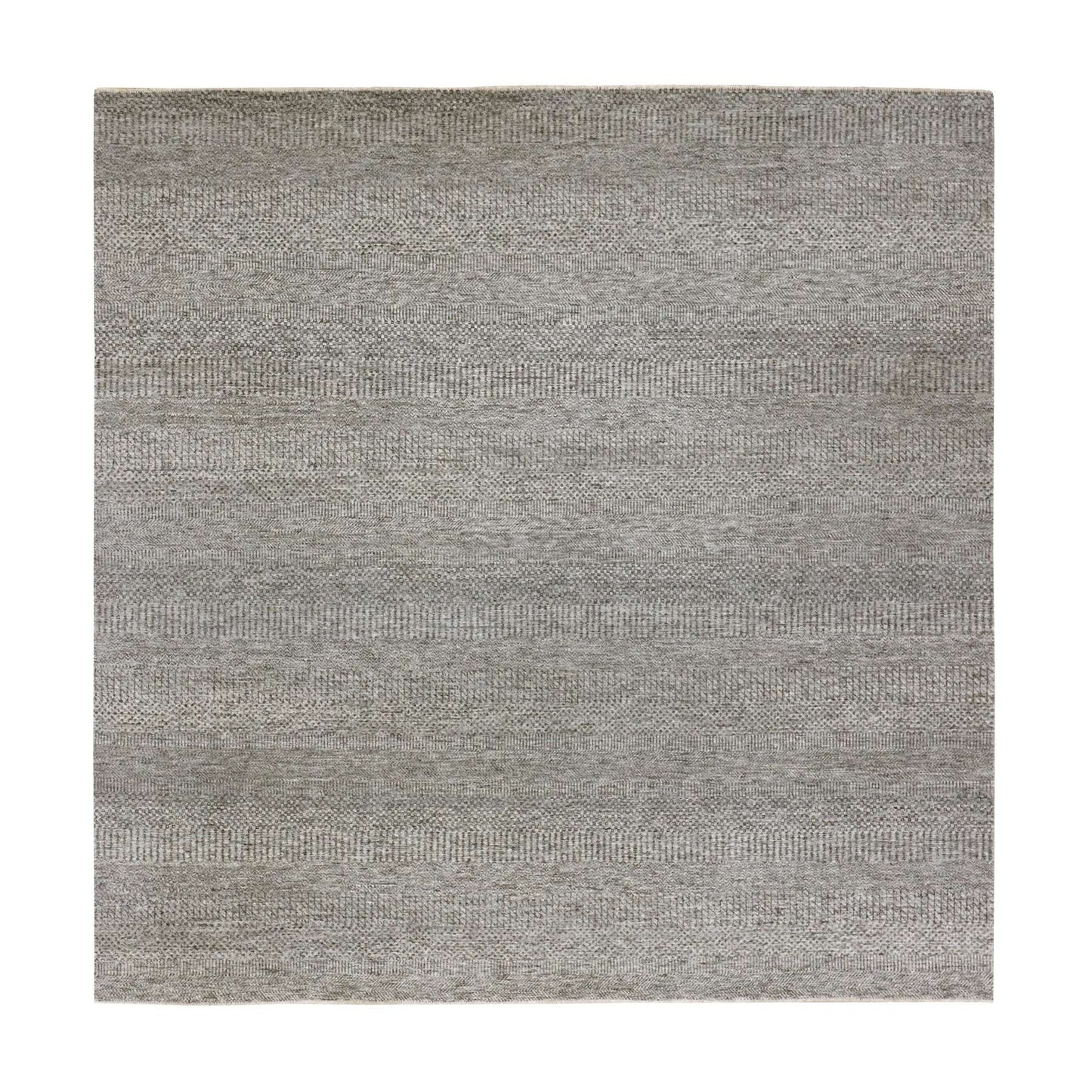 8'X8' Glacier Gray Modern Grass Hand Knotted Wool Square Oriental Rug
