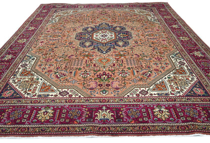 Oriental Rug Hand Knotted Vintage Carpet Medallion Design Dining Room