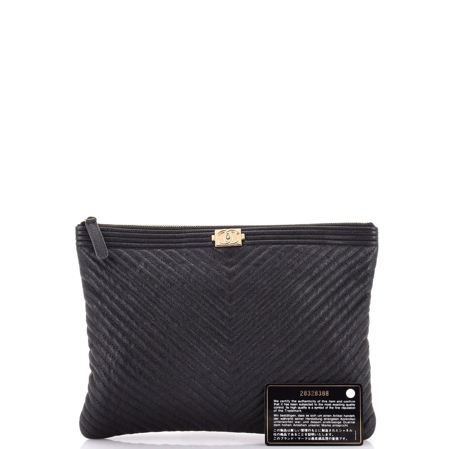 Chanel Boy O Case Clutch Chevron Caviar Medium