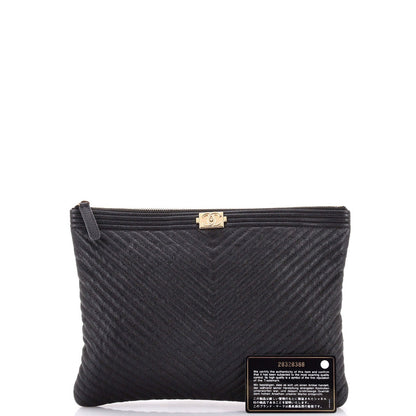 Chanel Boy O Case Clutch Chevron Caviar Medium