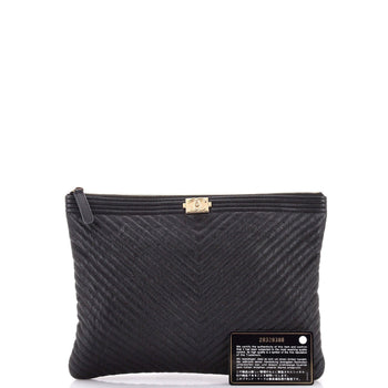 Chanel Boy O Case Clutch Chevron Caviar Medium