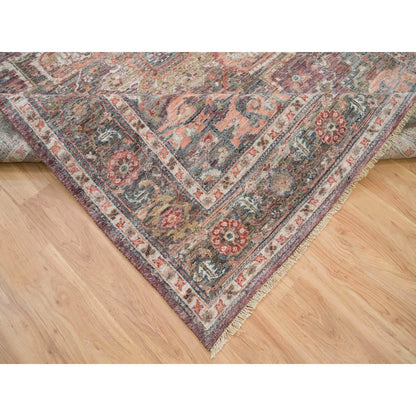 7'10"X10' Rosewood Red Hand Knotted Heris Revival Soft Wool Oriental Rug