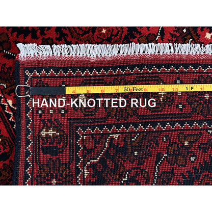 2'3"X5'2" Red Hand Knotted Afghan Khamyab Tribal Design All Wool Runner Rug