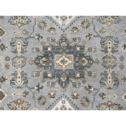 11'X11' Agreeable Gray Karjihooz 100% Wool Hand Knotted Squarish Rug