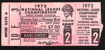1972 Nlcs Game 2 Ticket Stub Reds Pirates Clemente Last Game In Pittsburgh 94082