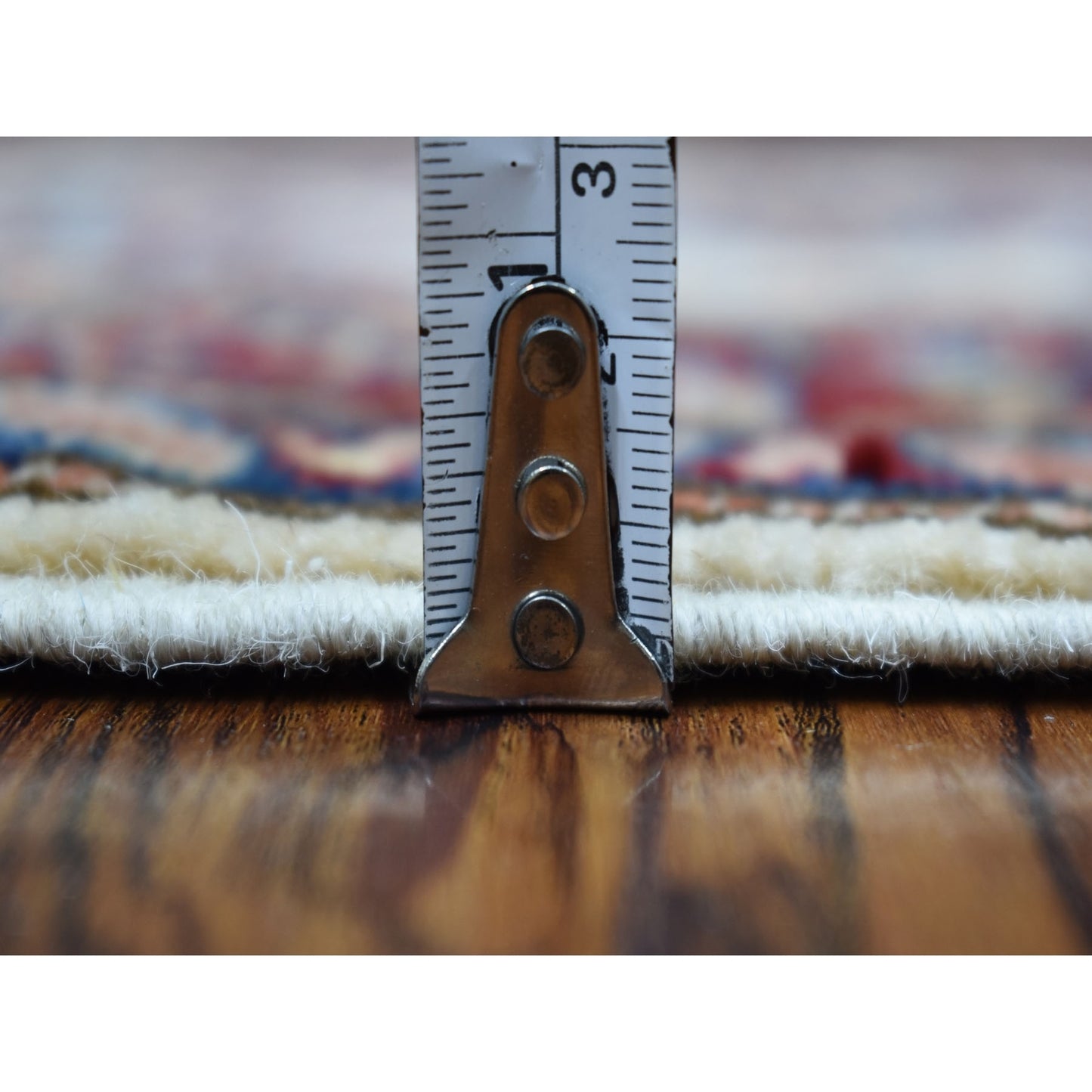 2'X2'10" Ivory Super Kazak Tribal Design Extra Soft Wool Hand Knotted Rug