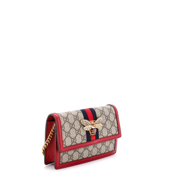 Gucci Queen Margaret Chain Wallet Gg Coated Canvas Mini