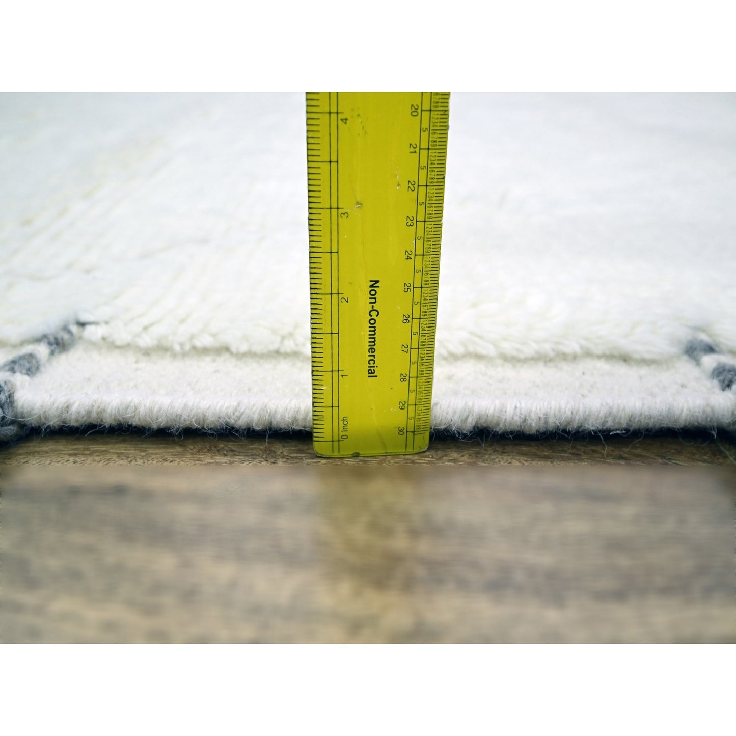 9'1"x12'3" White Moroccan Weave Natural Undyed Wool Hand Knotted Rug