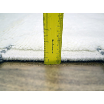 9'1"x12'3" White Moroccan Weave Natural Undyed Wool Hand Knotted Rug