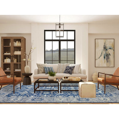10'2"X13'6" Denim Blue Wool Hand Knotted Fine Peshawar Densely Woven Rug